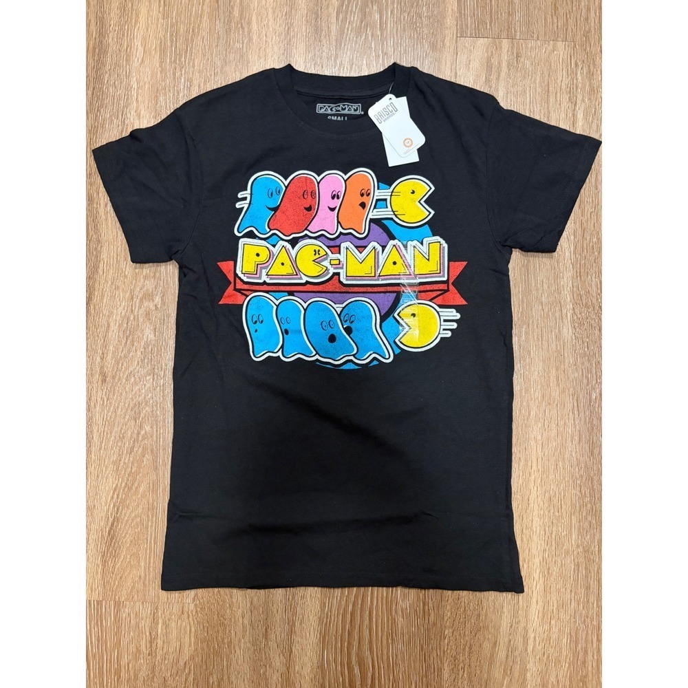 Brisco Brands Pac-Man Retro Video Game Graphic T-Shirt Mens Small Black NWT